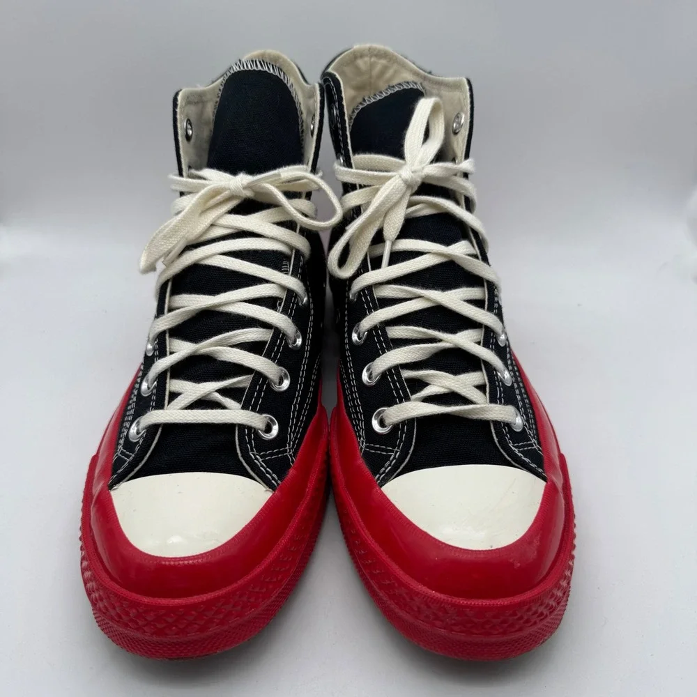 Converse x Comme des Garcons PLAY Chuck 70 High Top Black Red Mens 9 A01793C - Picture 2 of 6